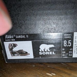 New, never been worn, in original box  SOREL JOANIE SANDAL II, black, 8.5